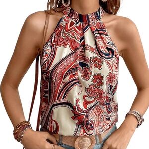 Paisley Print Halter Top